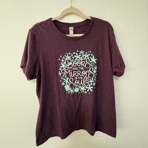 Purple Graphic T-Shirt book themed